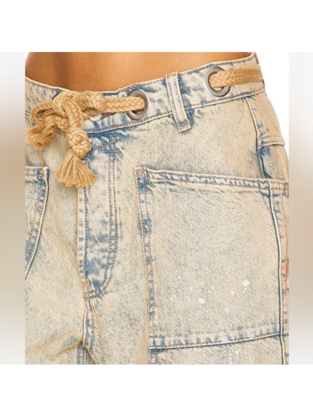 Free People Moxie Low Slung Pull-On Barrel Jeans Pants In Rodeo. Waist 30 inches - Picture 2 of 13